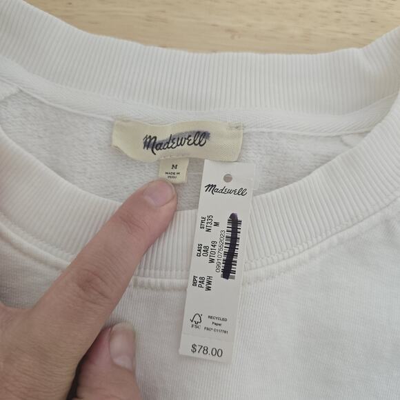 Madewell Shirt Womens Medium Short Sleeve Boxy Raglan Cotton Blend Pullover Top - Picture 3 of 8